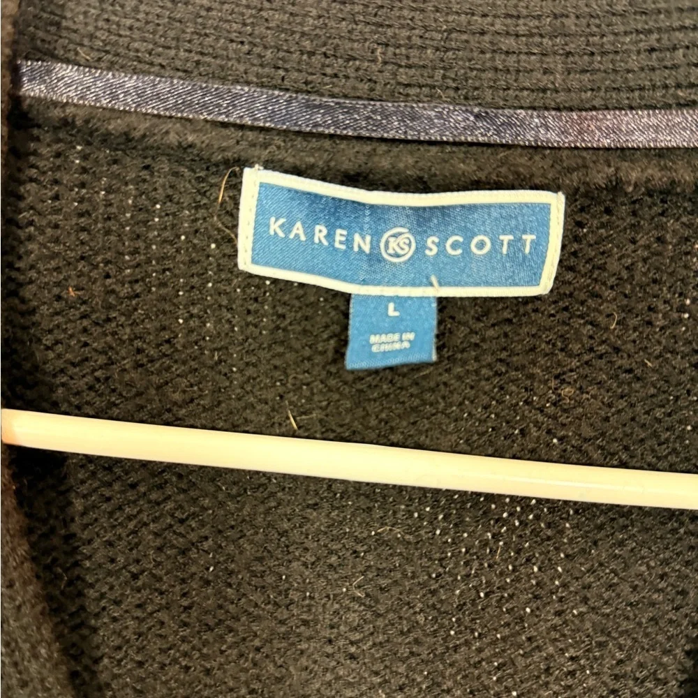 Karen Scott Black Open-Front Cardigan